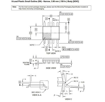 Automobiel de Spaandereeprom periodiek-I2C 2K-beetje van Geheugenic 256 X 8 3.3V/5V 24LC02B-I/SN